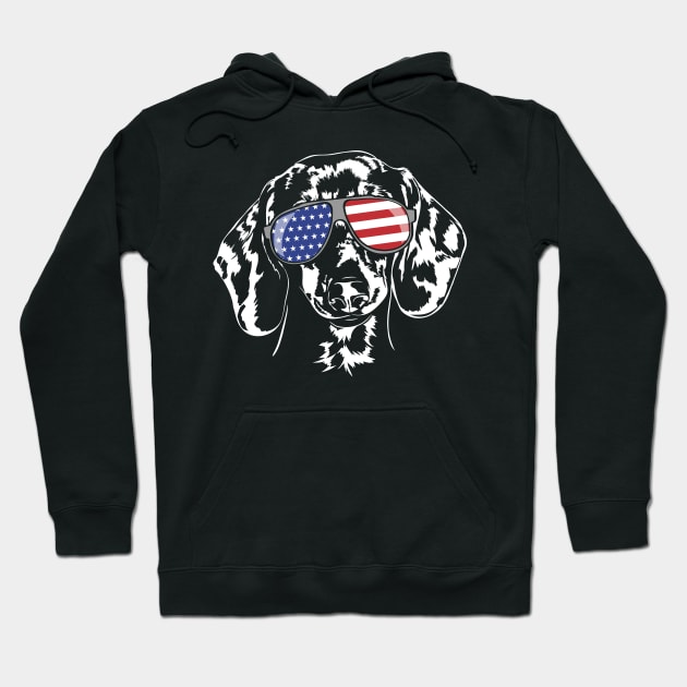 Proud Dachshund American Flag sunglassesdog Hoodie by wilsigns